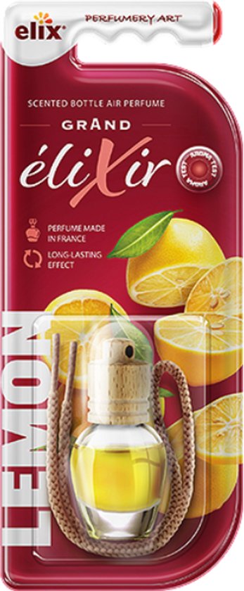 Elix autoparfum Lemon – houten geurhanger voor auto en huis, 8 ml – foto 2