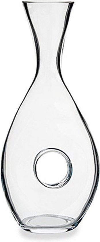 Giftdecor karaf van transparant glas met opening in het midden, 16 x 36 cm