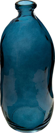 Atmosphera bloemenvaas Pisa - Organische fles vorm - blauw transparant - glas - 36 x 15 cm