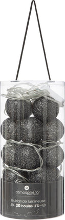 Atmosphera Lichterkette - 20 beleuchtete Kugeln/Bälle 6 cm - schwarz - 435 cm - Stecker