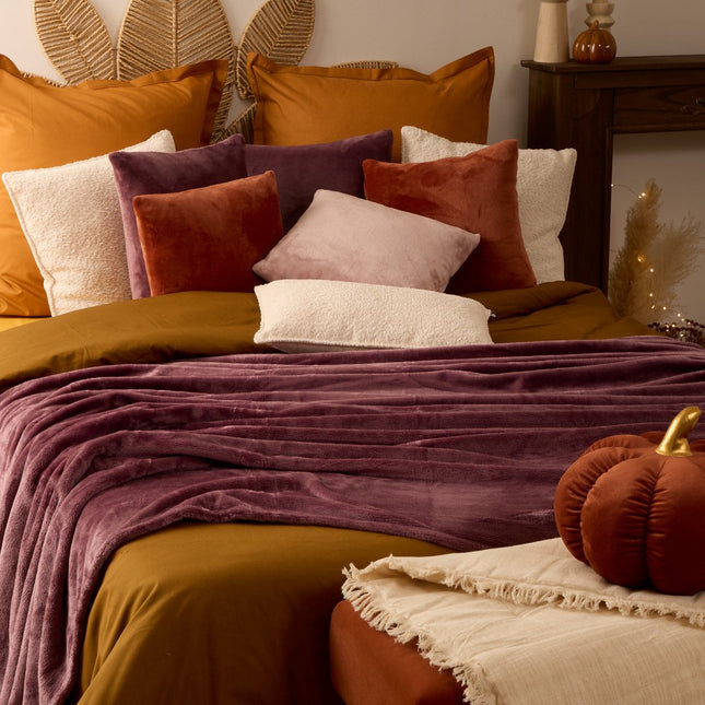 Atmosphera Plaid einfarbige Flanell-Fleecedecke - 180x230 cm - Violett