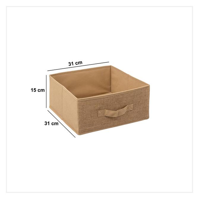 5Five jute opbergmand bruin – opvouwbaar, met handvat, 31 x 31 x 15 cm (M) – foto 2