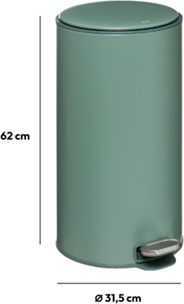 5Five Poubelle à pédale - poubelle 30l métal delta vert