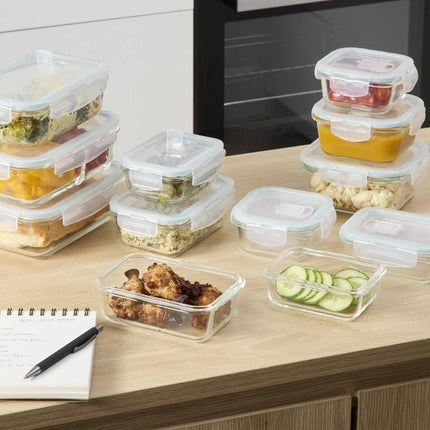 5Five Vershoudbakje met deksel - glas - luchtdicht - met clips - 26 x 21 x 8 cm - 2260 ml