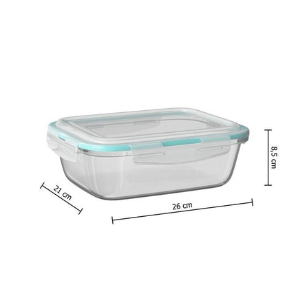 5Five Vershoudbakje met deksel - glas - luchtdicht - met clips - 26 x 21 x 8 cm - 2260 ml
