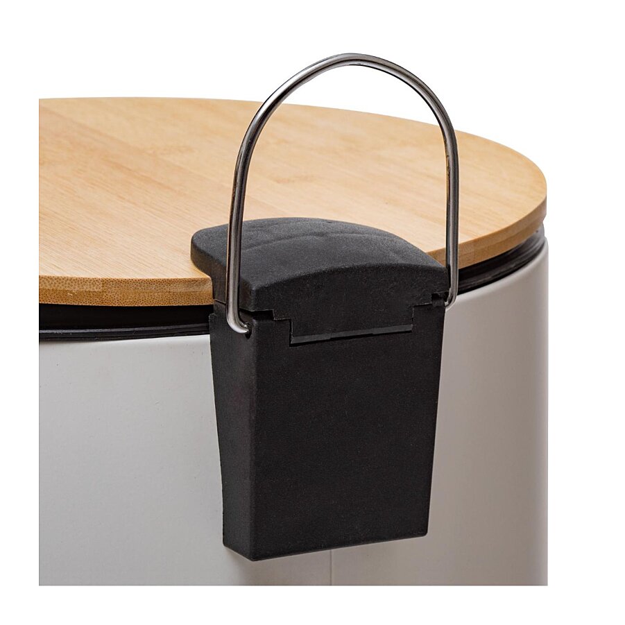 Poubelle à pédale en bambou et métal - 30 litres