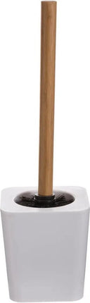 5five Toilettenbürste mit Halter – weiß – Kunststoff und Bambus – 38 cm – WC-Bürste