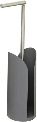 Staande wc/toiletrolhouder grijs met reservoir en flexibele stang 59 cm van metaal - Wc-rol houder - Toiletrol houder