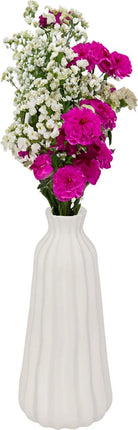 Atmosphera Blumenvase Antique Roman - cremeweiß - Keramik - D13 x H30 cm - Stiele und Blumensträuße