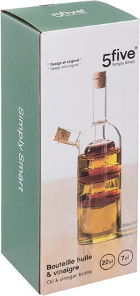 5Five Azijn/Olie flessen luxe tafelset dispenser - glas - Design vorm - olijfolie flessen