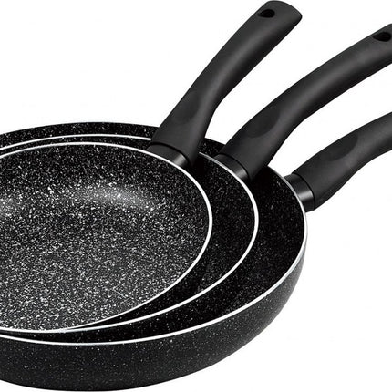 Kinghoff 1562 - 3-teiliges Pfannenset - schwarzer Marmor - Ø20/24/28 cm