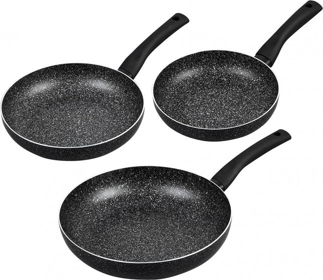 Kinghoff 1562 - 3 delige pannenset - zwart marmer - Ø20/24/28 cm