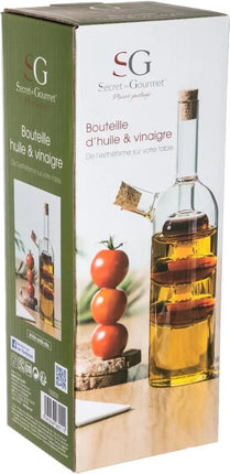 5Five Azijn/Olie flessen luxe tafelset dispenser - glas - Design vorm - olijfolie flessen