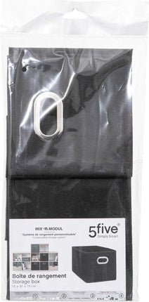 5Five Opbergmand/kastmand - Set van 2x stuks - zwart - linnen - 7 liter - 31 x 15 x 15 cm - Opbergbox - Vakkenkast manden