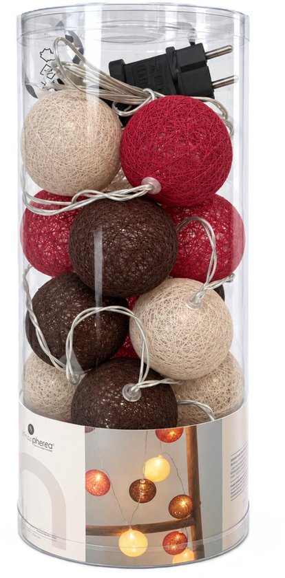 Atmosphera lichtslinger met 20 gekleurde bollen, 435 cm, warm wit led-licht, stekker