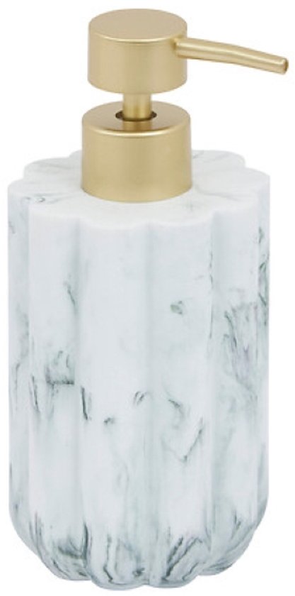Badkamerset zeeppomp en toiletborstel – wit marmer, polyresin, 230 ml – foto 3