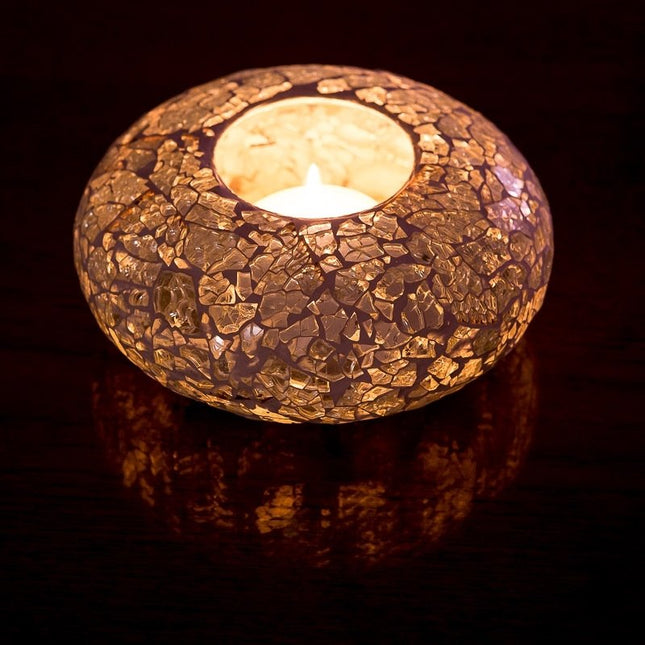 Orientalisches Teelichtglas, Crackle-Optik, transparent