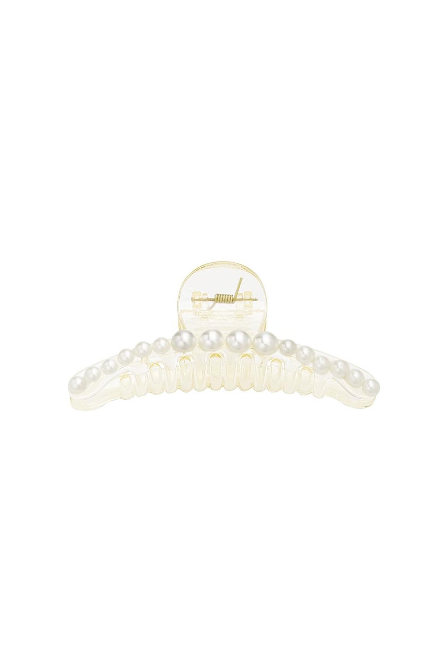 White Hair Claw with Pearls – Elegant Hair Clip – 11.5 cm – Plastic