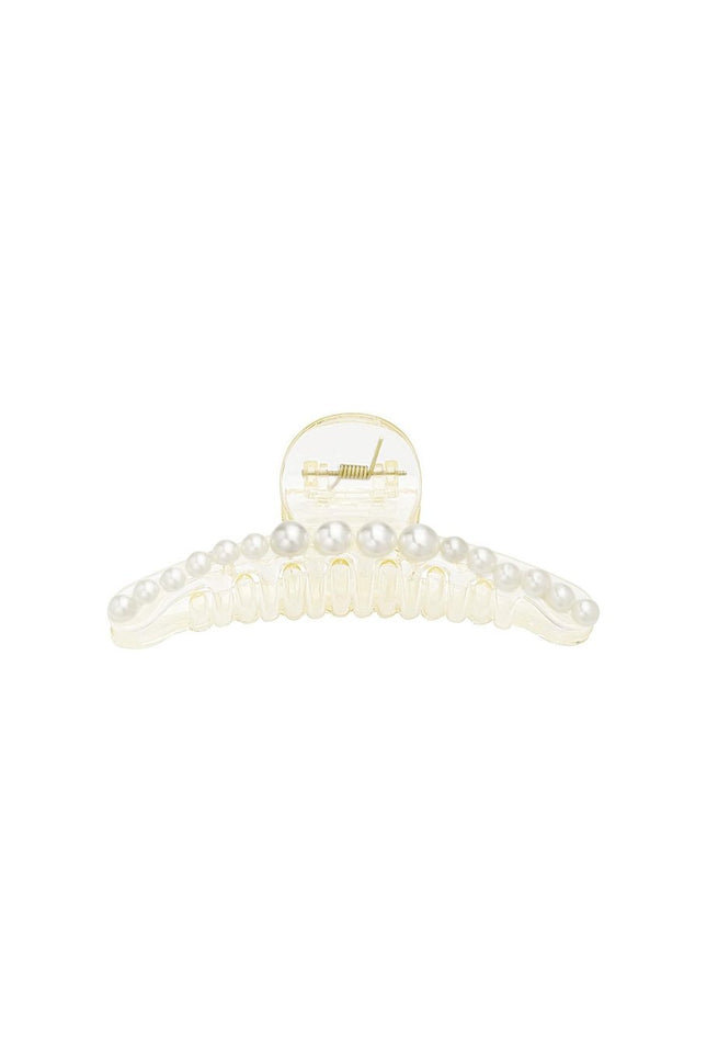 Witte Haarklem met Parels – Elegante Haarclip – 11,5 cm – Plastic