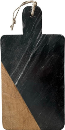 Snijplank - Serveerplank in Zwart Marmer en Mangohout 30 x 15 cm | Snijplank marmer