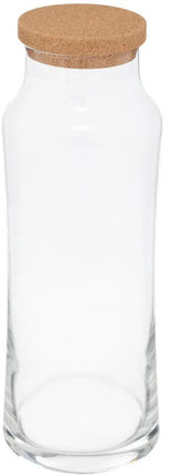 Secret de Gourmet schenkkan/water karaf met kurk dop - glas - transparant - 1000 ml - D9 x H25 cm - afsluitbaar