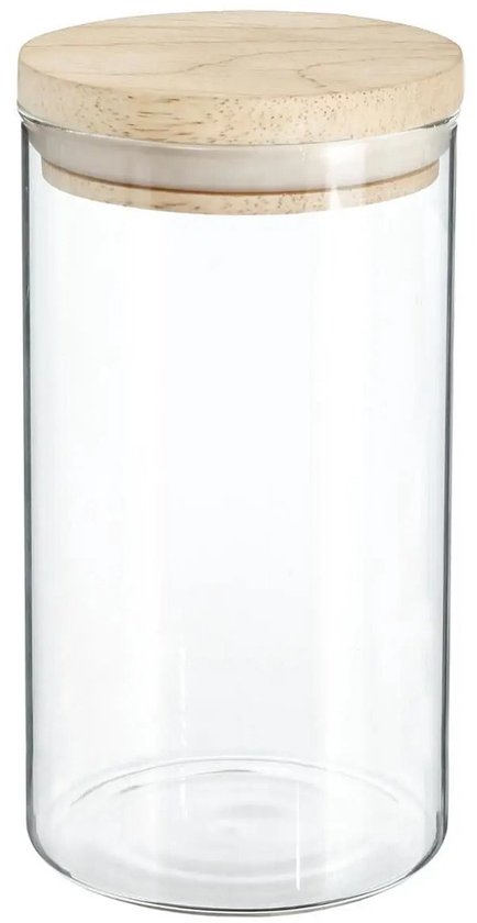 Secret de Gourmet - Boîtes de conservation pour cuisine - verre / bois - lot de 4 - 600 et 1000 ml