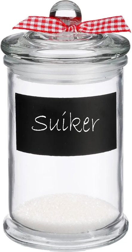 Kruidenpotje/voorraadpotje met krijtvlak - 350 ml - glas