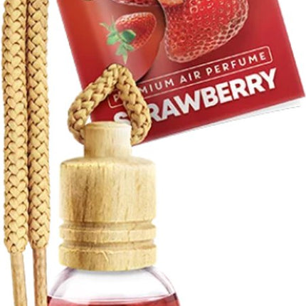 Elix - Auto Luchtverfrisser - Autoparfum - Houten Geurhanger - Interieur Parfum Auto - Luxe Air Freshener Flesje - Langdurig Effect - Geurhanger Auto & Huis - 8ml - Strawberry