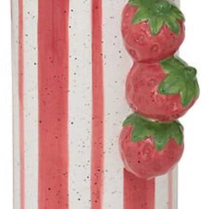 Atmosphera - Keramieken Vaas Fruity Multicolor - 23.5 cm Gestreept - Waterdicht - Aardbei - Strawberry - Vase
