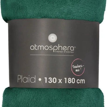 Atmosphera Plaid deken - groen - polyester - 130 x 180 cm - Bankdeken - Fleece plaid