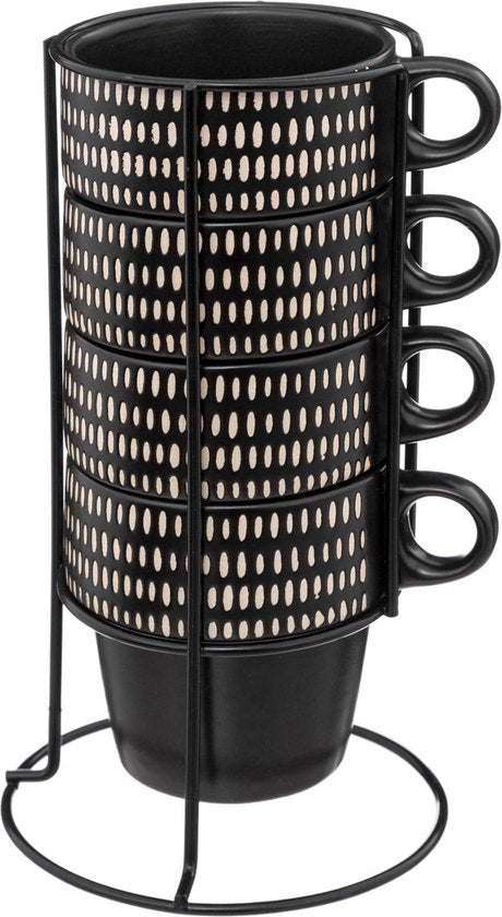 Set van 4 keramische kopjes op standaard ETHNIKA, 250 ml