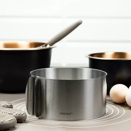 Kinghoff Verstelbare Taartring - Roestvrijstalen Taartvorm Ø16-30 cm x 8,5 cm (KH4614) - Uitbreidbaar en Geschikt voor Verschillende Taartformaten