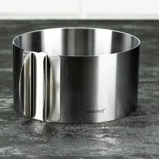Kinghoff Verstellbarer Tortenring - Edelstahl-Backform Ø16-30 cm x 8,5 cm (KH4614) - Ausziehbar und Geeignet für Verschiedene Tortengrößen