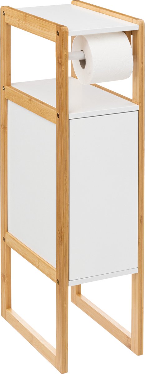 Porte-rouleau de papier toilette Natureo avec dérouleur de rechange 33x20x80cm - Blanc/Marron