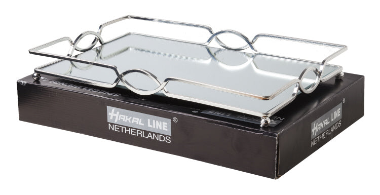 Miroir plateau carré argenté grand