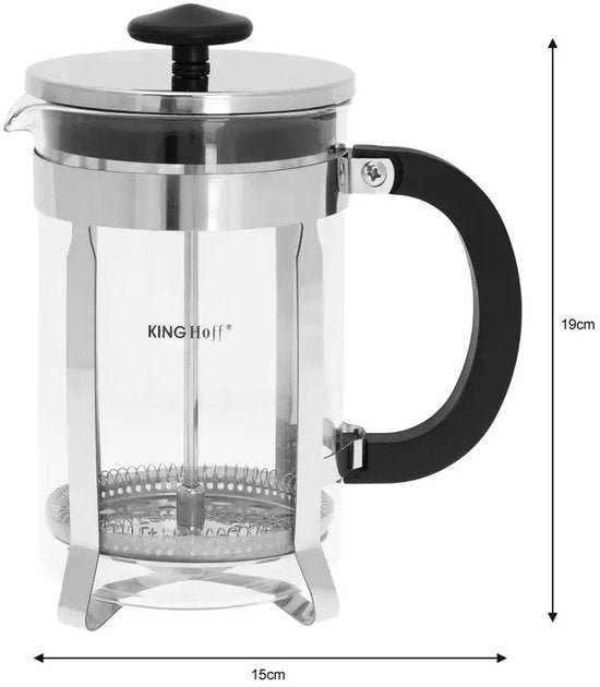 Kinghoff KH4838 Théière - Verseuse en verre avec infuseur en inox - 0,8 Litre - Lavable au lave-vaisselle - Verre