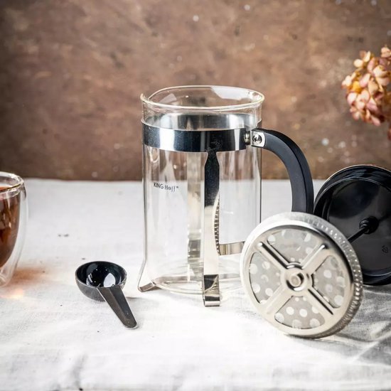 Kinghoff KH4838 Théière - Verseuse en verre avec infuseur en inox - 0,8 Litre - Lavable au lave-vaisselle - Verre