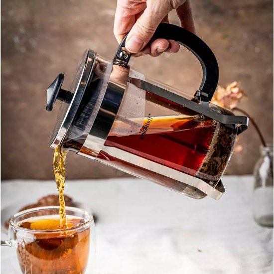 Kinghoff KH4838 Théière - Verseuse en verre avec infuseur en inox - 0,8 Litre - Lavable au lave-vaisselle - Verre