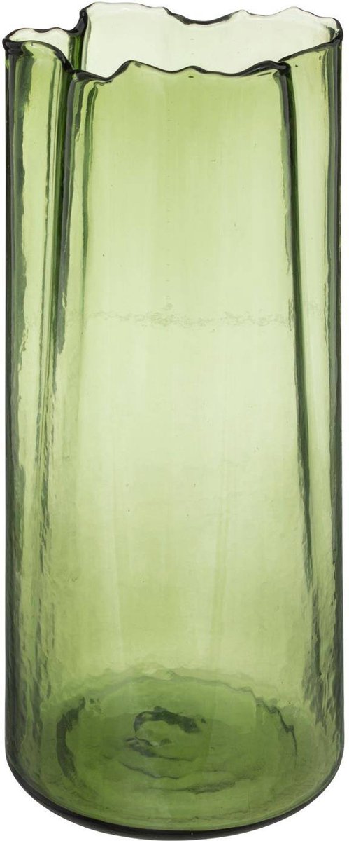 Vase à fleurs en verre vert, forme irrégulière, 32 cm