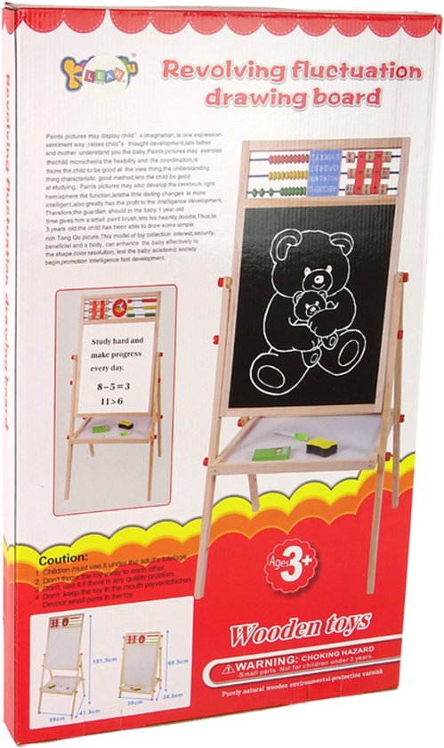 2-in-1 houten schoolbord – magnetisch whiteboard en krijtbord voor kinderen – foto 3