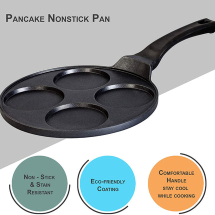 Crêpesmaker - Eierpfanne - Pancake Pfannkuchen 4 Mulden Marmor Antihaftbeschichtung