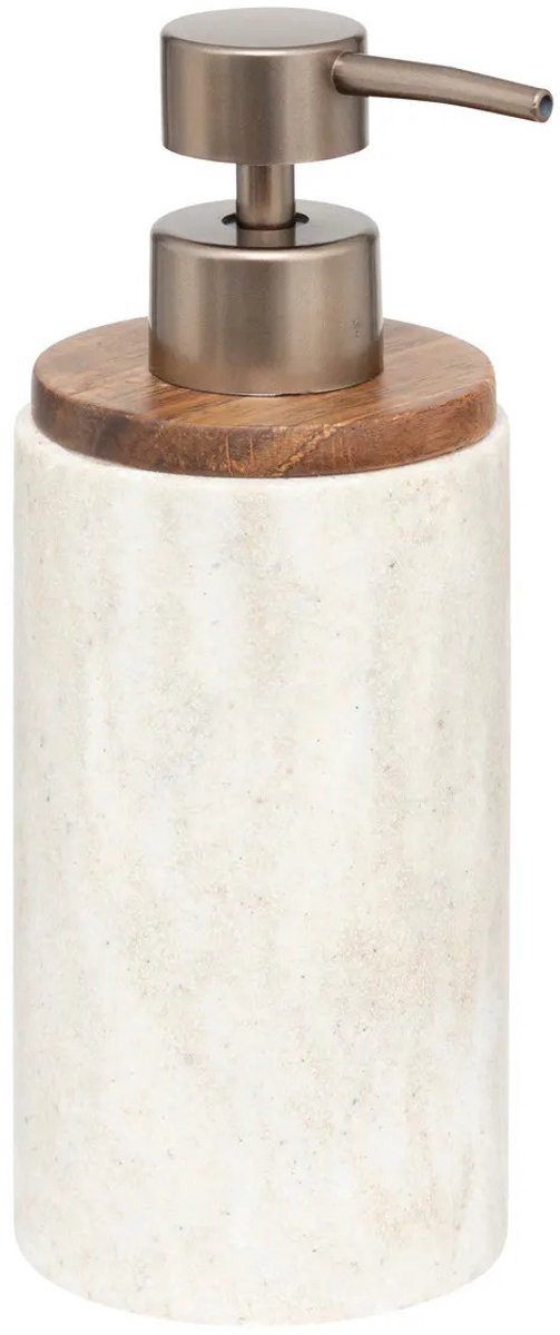 5Five Pompe à savon/distributeur Como Marbre - pierre reconstituée - blanc - 7 x 19 cm - 300 ml - accessoires salle de bain/cuisine