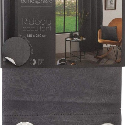Verduisterend raamgordijn, moderne raamdecoratie met bladmotief, 140 x 260 cm