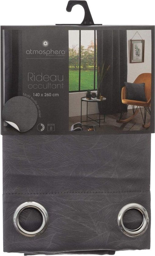 Verduisterend raamgordijn met bladmotief – grijs, 140 x 260 cm – foto 4