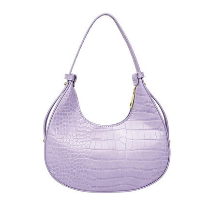 Lila Damenhandtasche – Kompakte Kunstleder-Handtasche mit Print – 22x12x7 cm –