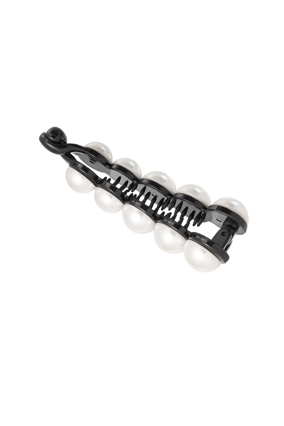 Pince à Cheveux Noire avec Perles – Barrettes Élégantes – 10 cm – 5 Perles par Côté