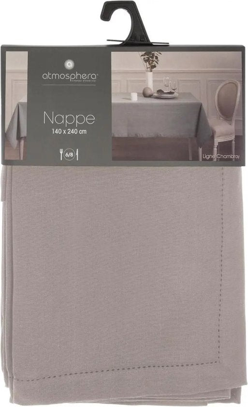 Nappe Atmosphera - gris - coton - 240 x 140 cm - rectangulaire - nappe de table