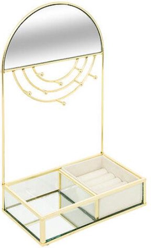 Atmosphera Isra Juwelenhouder met spiegel - 18x10x30cm - Verguld metaal