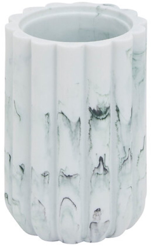 Badkamerset zeeppomp en toiletborstel – wit marmer, polyresin, 230 ml – foto 4