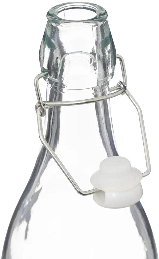 5Five Bouteille à fermeture mécanique/bocal à conserve - 4x - verre - transparent - hermétique - 1 litre - bouteille d'eau - limonade